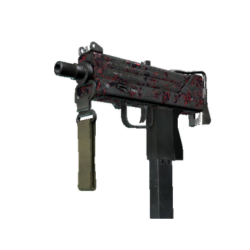 MAC-10 | Red Filigree (Battle-Scarred)